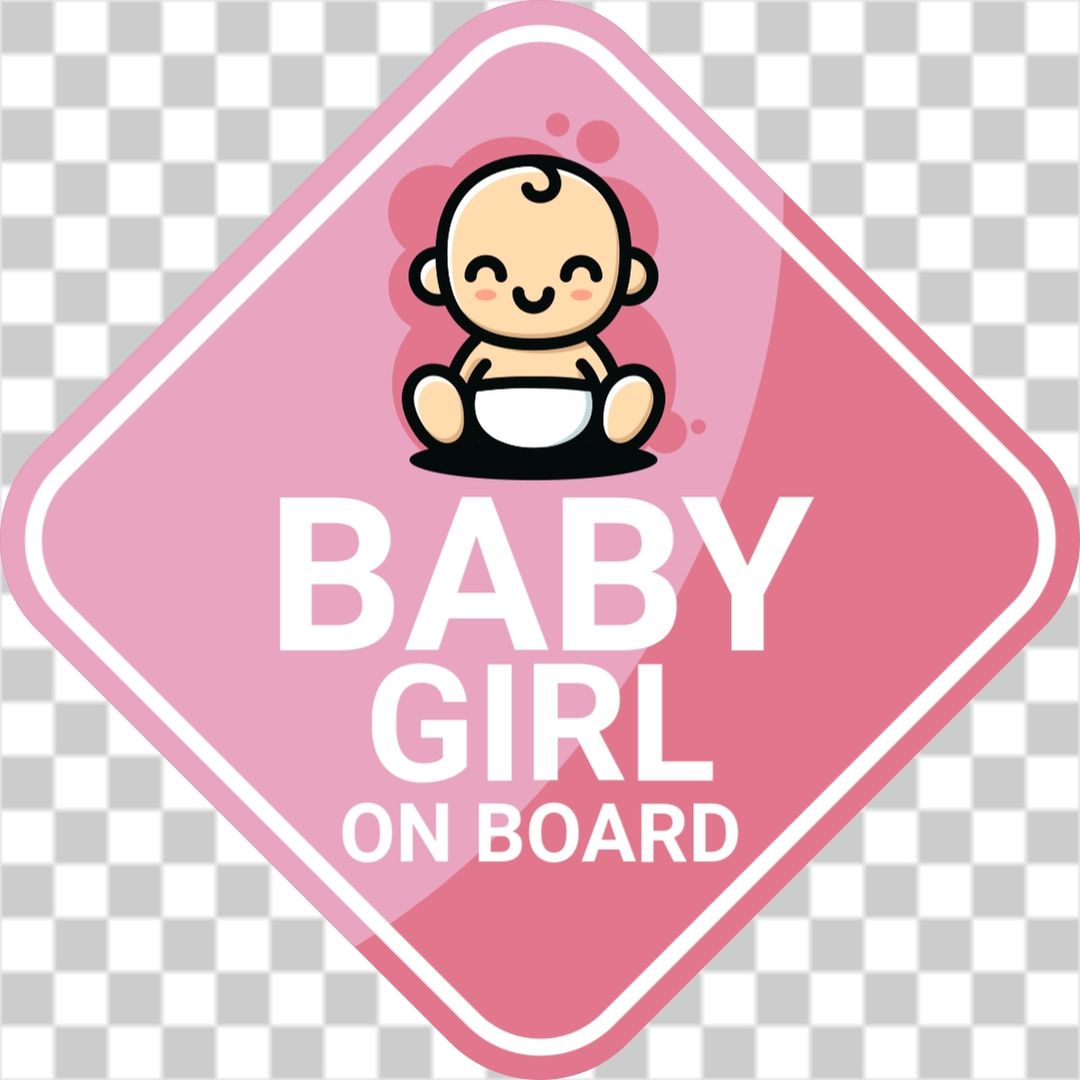 Baby on Board Girl Cartoon Sticker