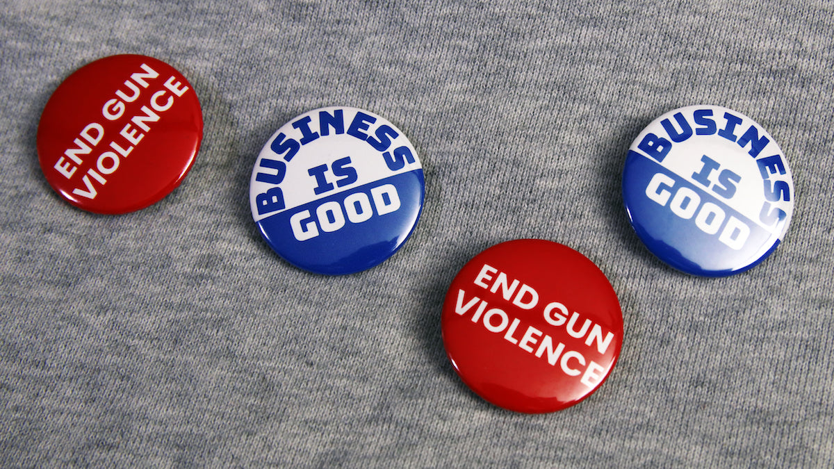 Business is good campaign buttons on 32mm (1.25-inch) sized badges