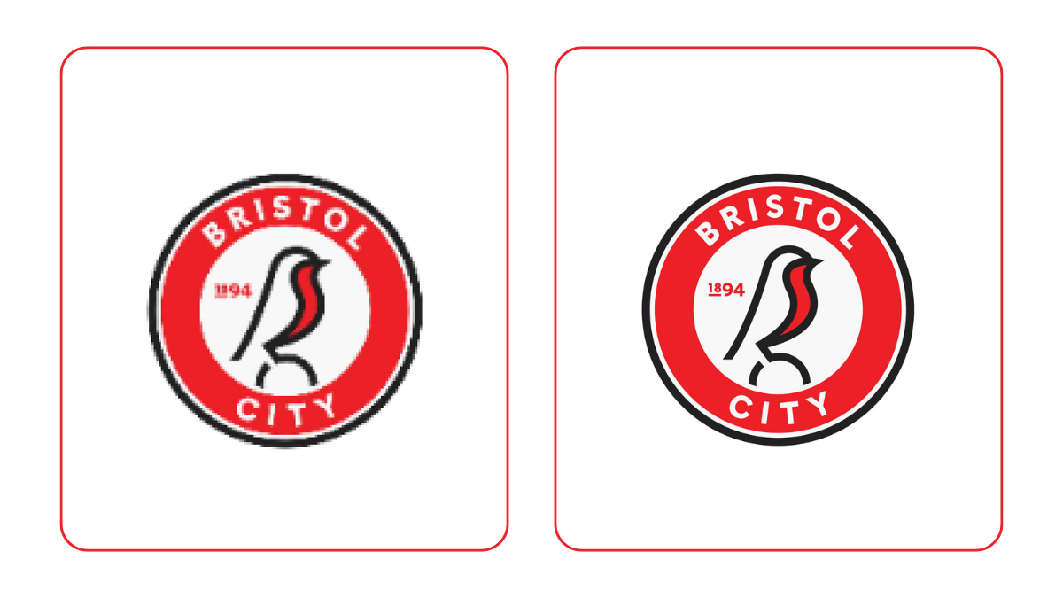 Pixelated Bristol City logo made high resolution using vectorising tool