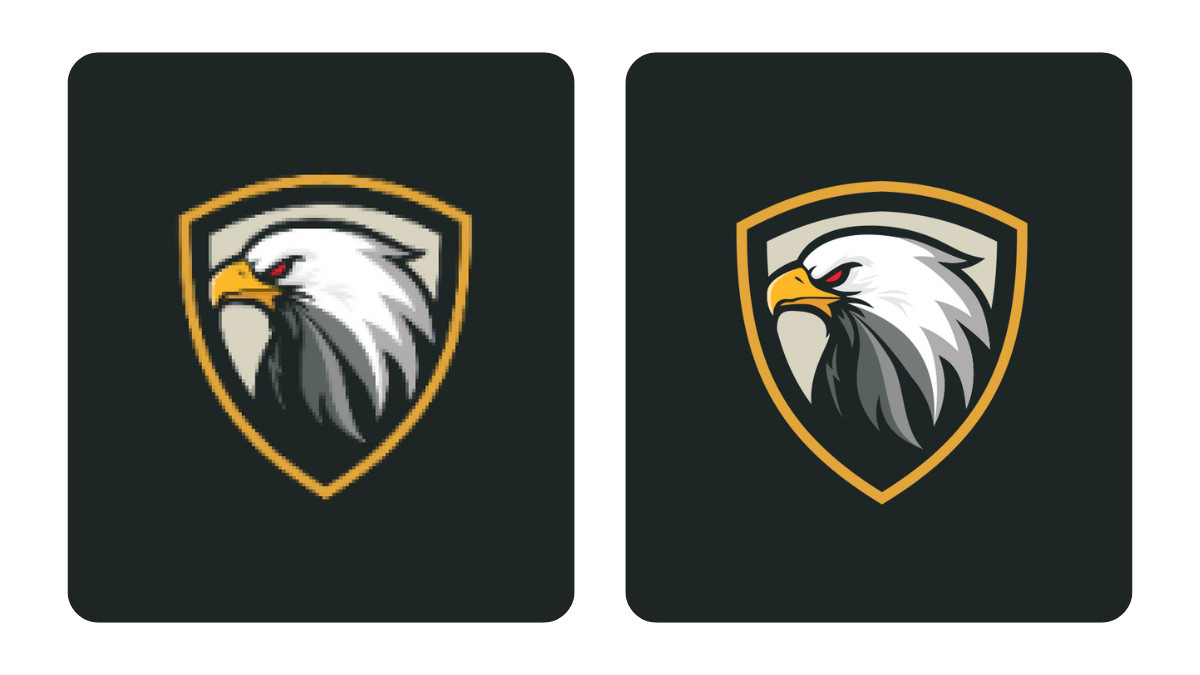 Pixelated eagle logo image turned into high resolution with vector ai tool