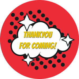 Thank you for coming circle sticker pre-made design