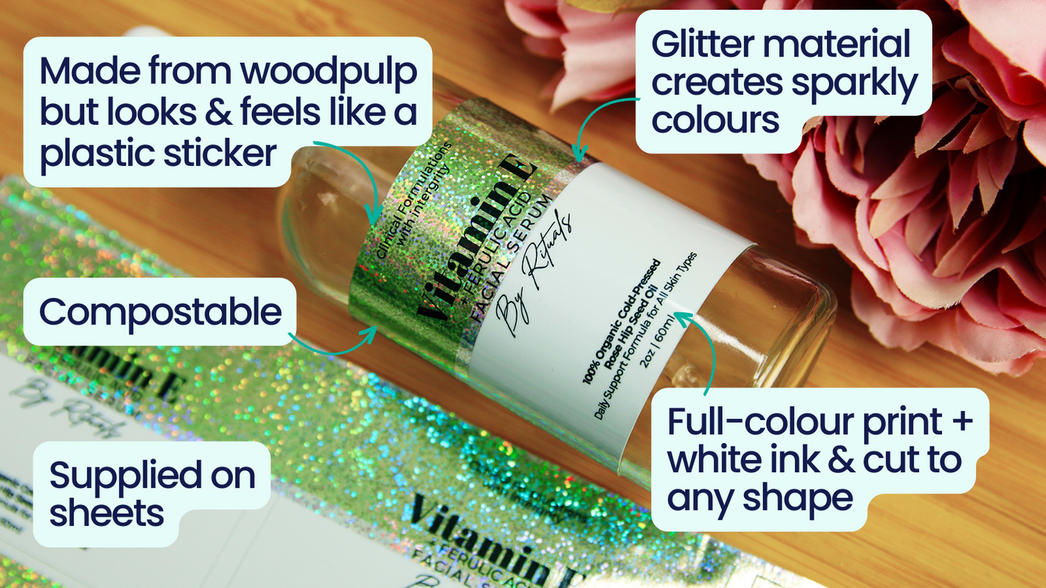 What is an eco-friendly glitter label