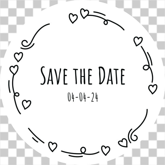 Save the Date Circle Hearts