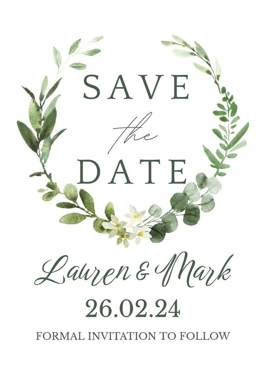 Floral wreath save the date