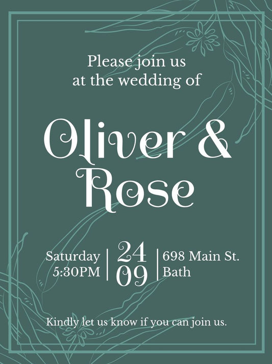 floral save the date green