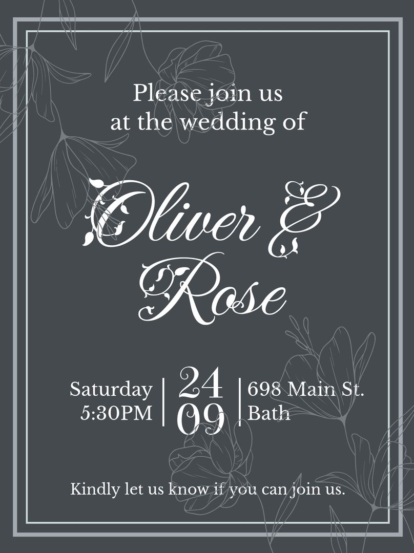 floral save the date grey