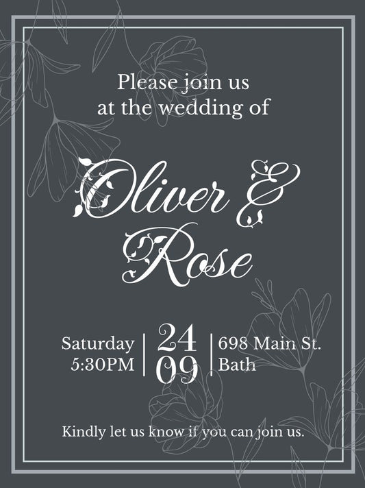 floral save the date grey