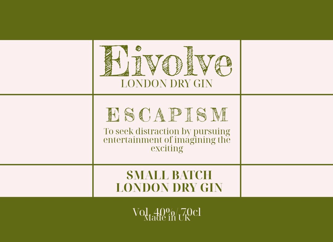 Olive grid gin label