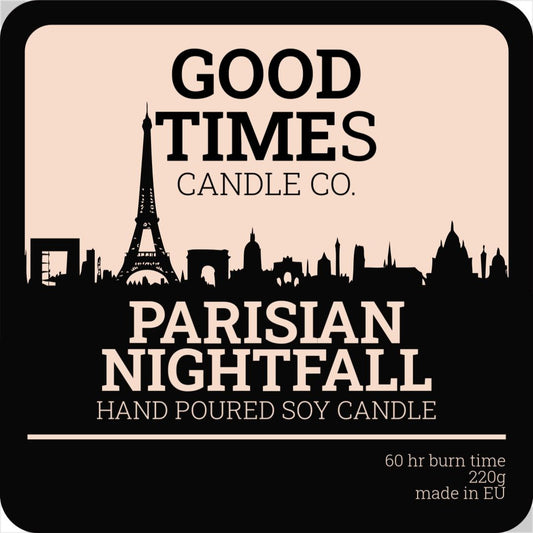 Paris cityscape candle jar label