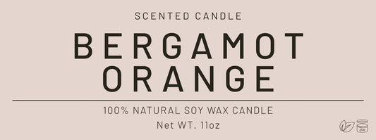 Bergamot orange scented candle jar label