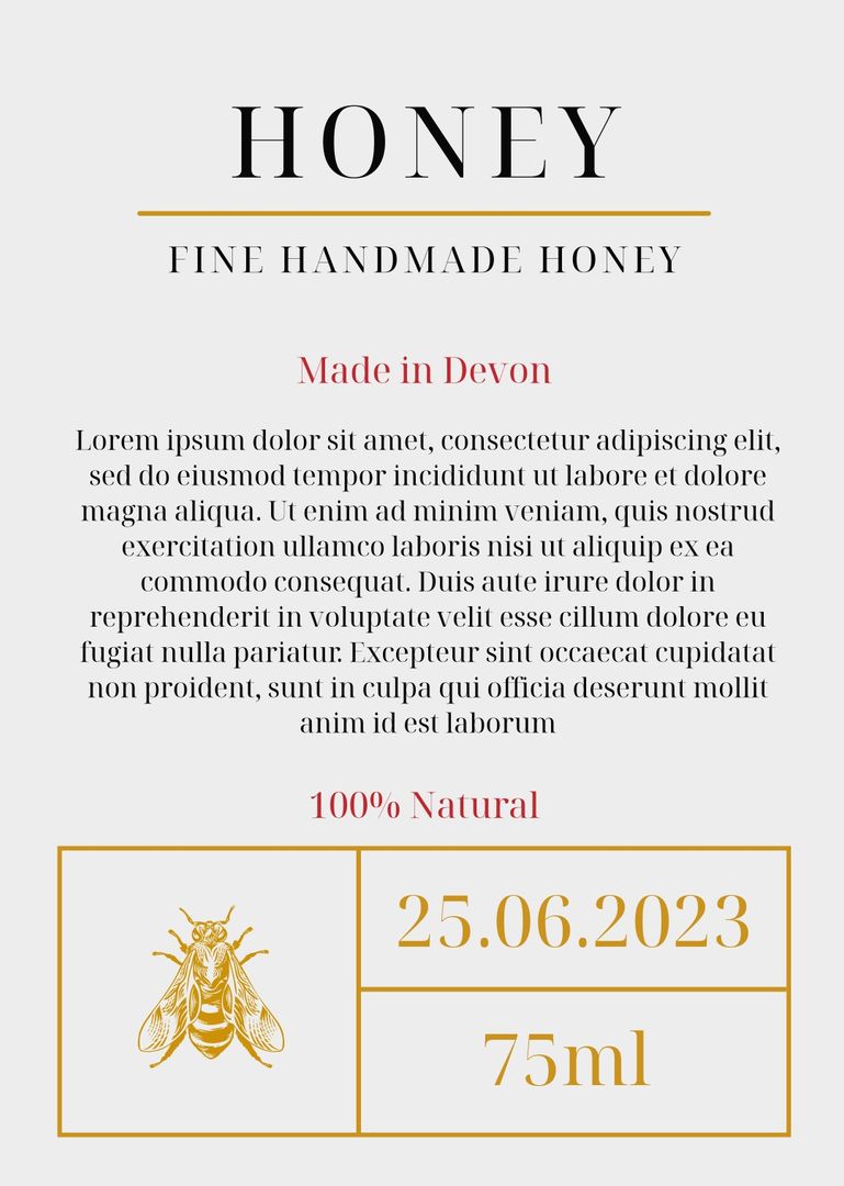 Finely made honey label