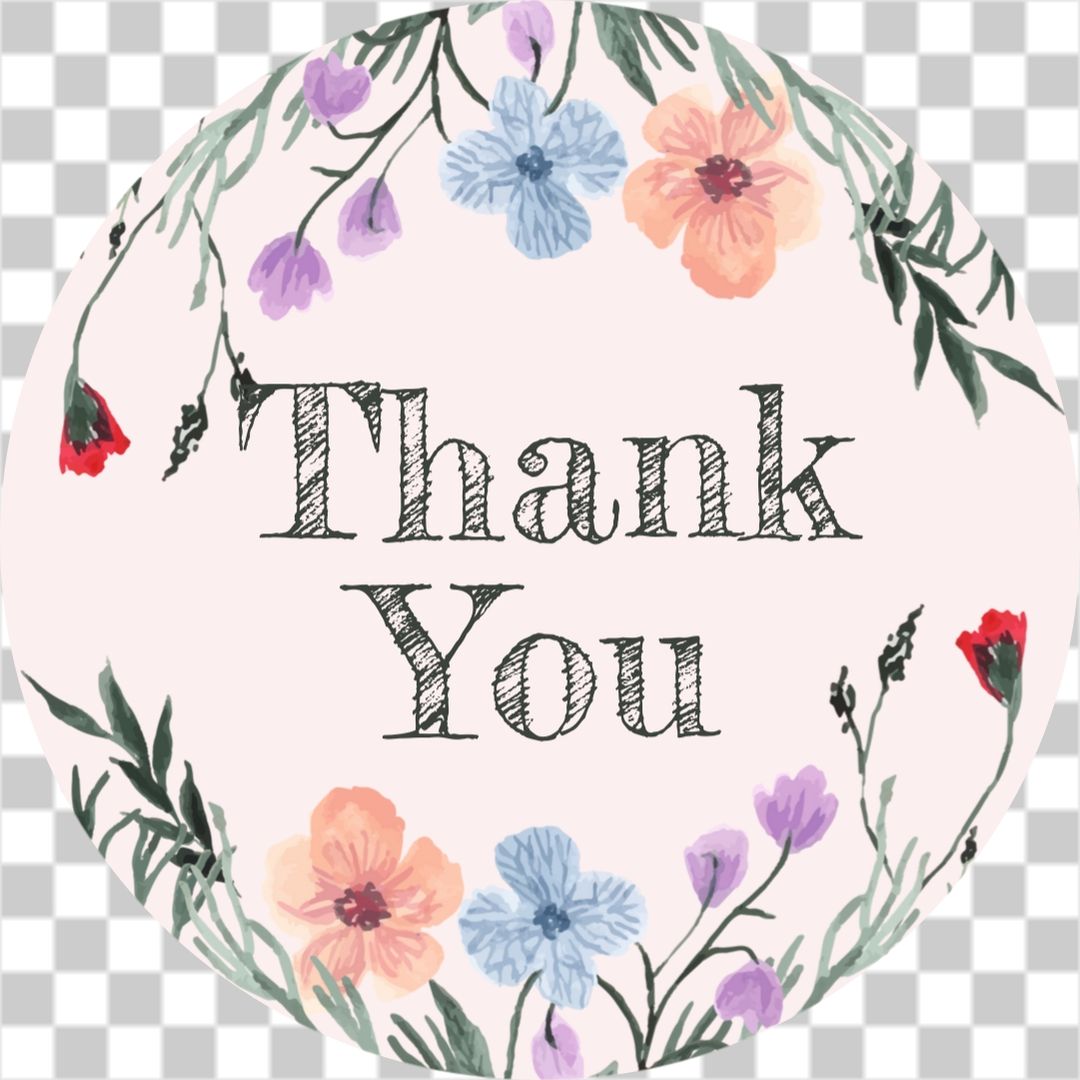 Floral wreath thank you sticker