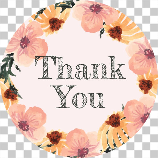 Floral wreath thank you sticker no2