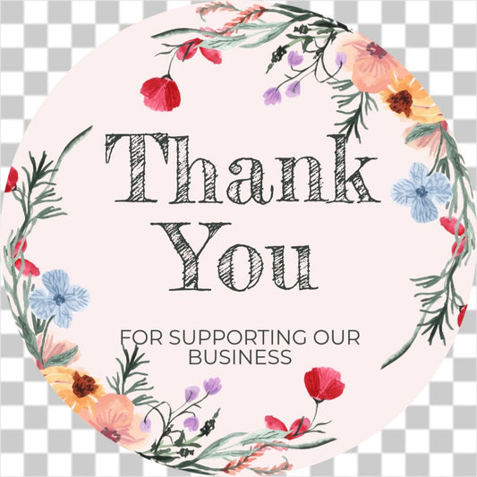 Floral wreath thank you sticker no4