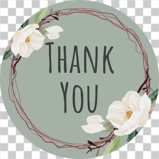 Floral wreath thank you sticker no9