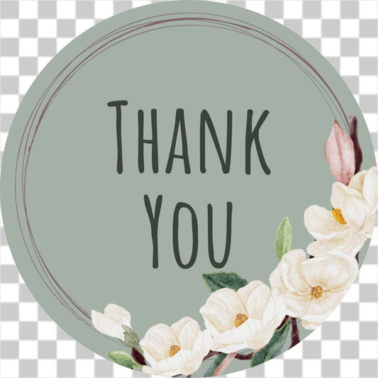 Floral wreath thank you sticker no10