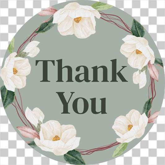 Floral wreath thank you sticker no11