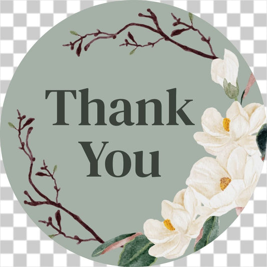 Floral wreath thank you sticker no12