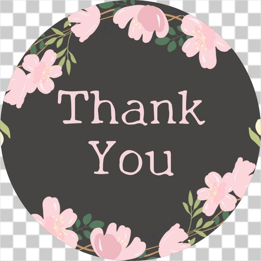 Floral wreath thank you sticker no14