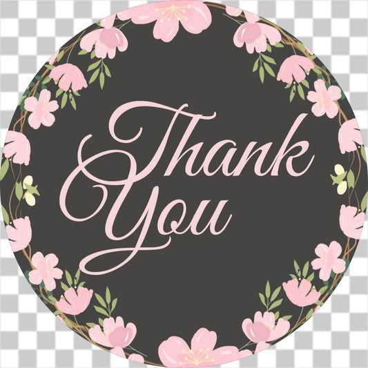 Floral wreath thank you sticker no15