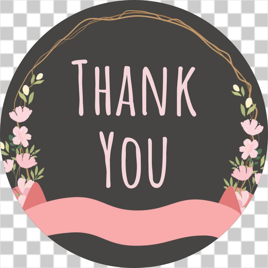 Floral wreath thank you sticker no16