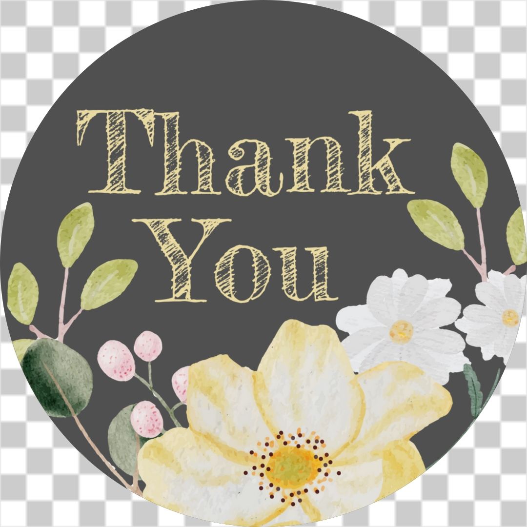 Floral wreath thank you label no18 – Sticker it