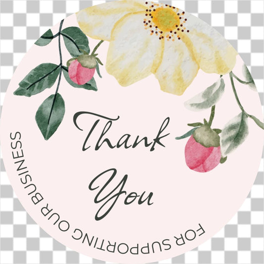 Floral wreath thank you sticker no20