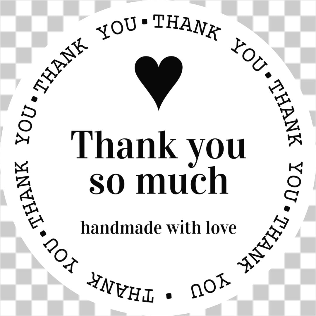 Black and white handmade thank you no4