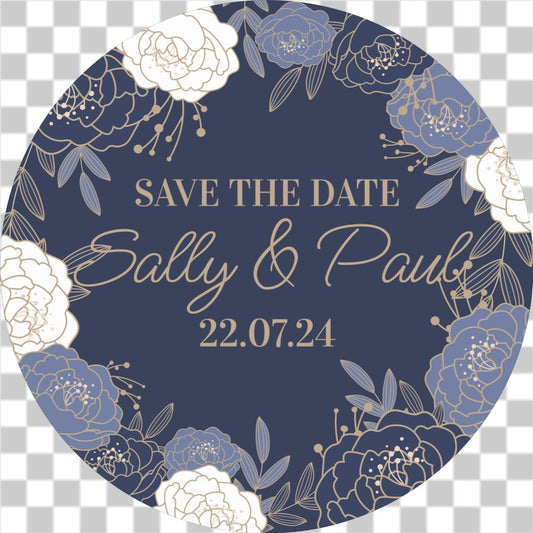 Gold floral save the date sticker