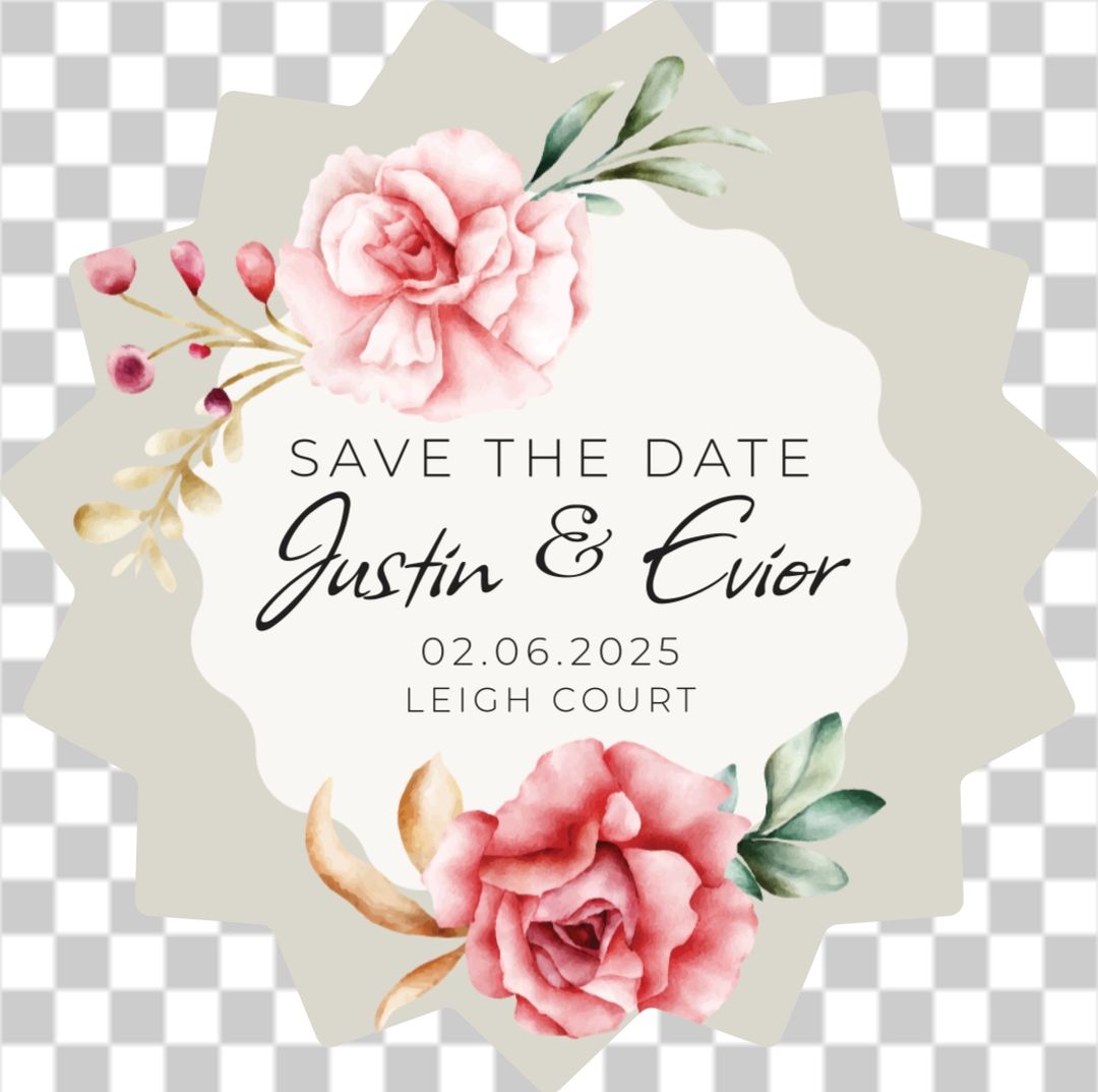 Floral watercolour star save the date No.1