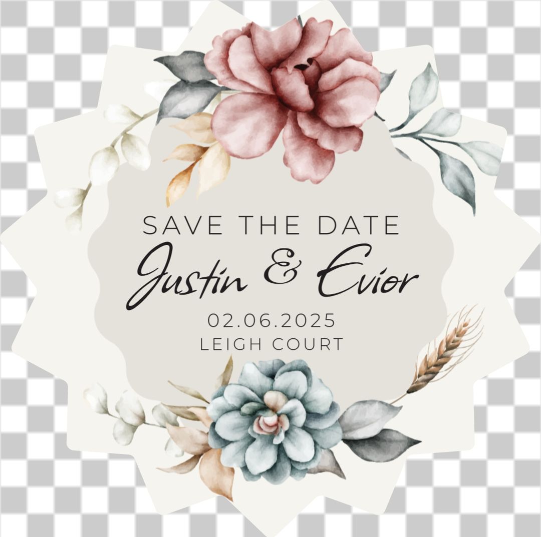 Floral watercolour star save the date No.2