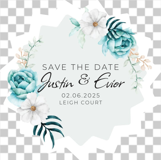 Floral watercolour star save the date No.3