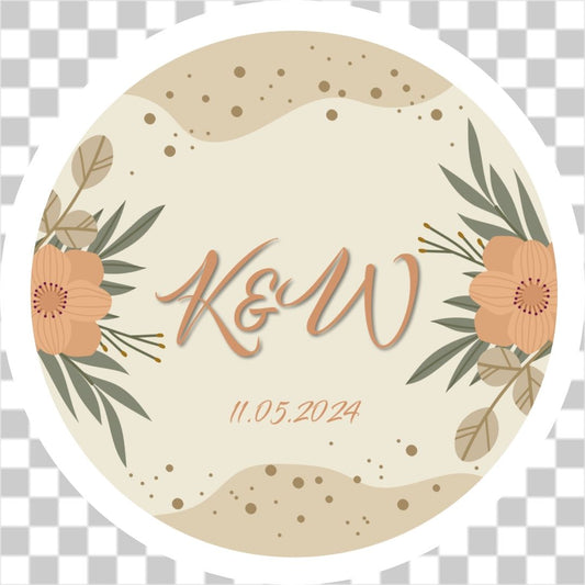 Beach flower save the date label