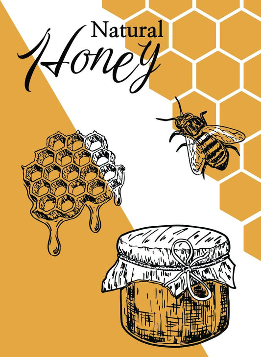 Sketched honey bee label