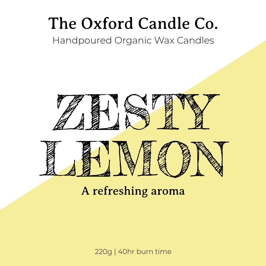 Modern abstract candle label Zesty Lemon