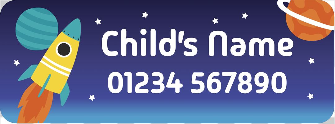 Space child's name sticker