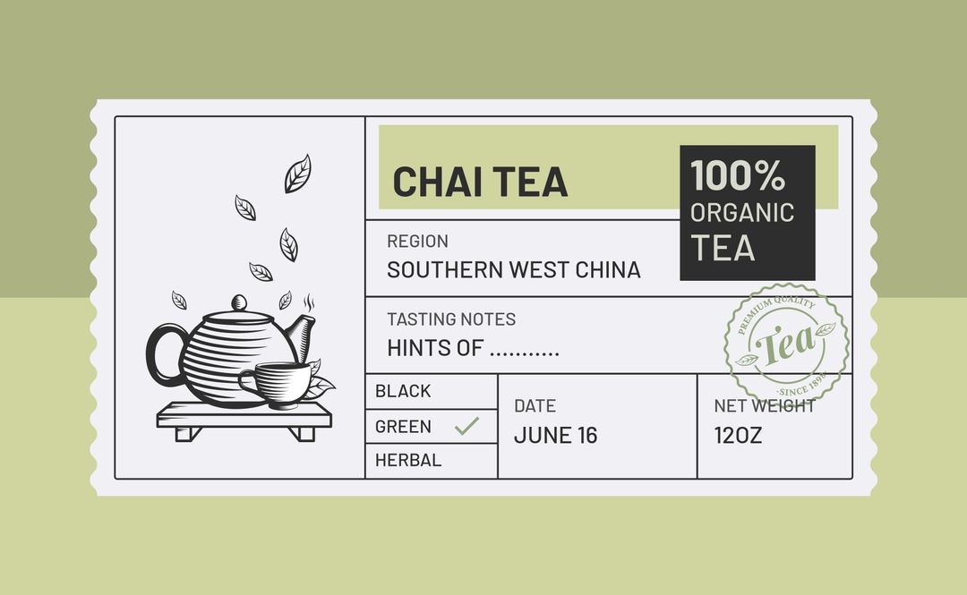 Vintage organic chai tea label