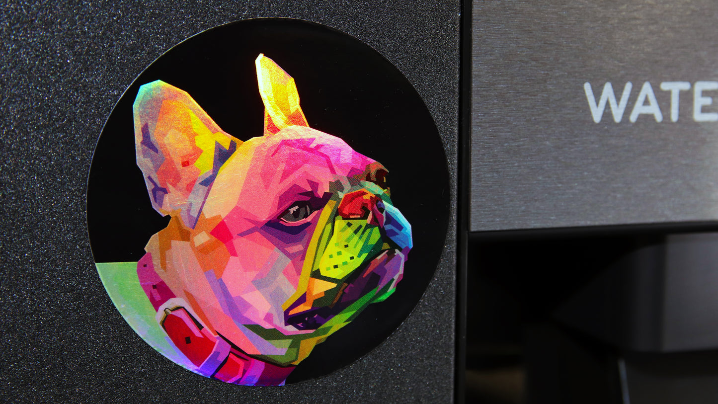 Circle holographic magnet with bull dog design