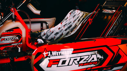 Ricky Flynn Motorsport kart on the grid with custom printed graphics