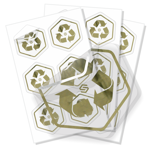 Eco-gold foiled labels product icon
