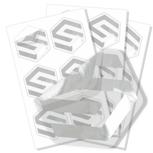 Foiled silver labels product icon