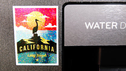 Rectangle glitter magnet with California Long Beach logo design