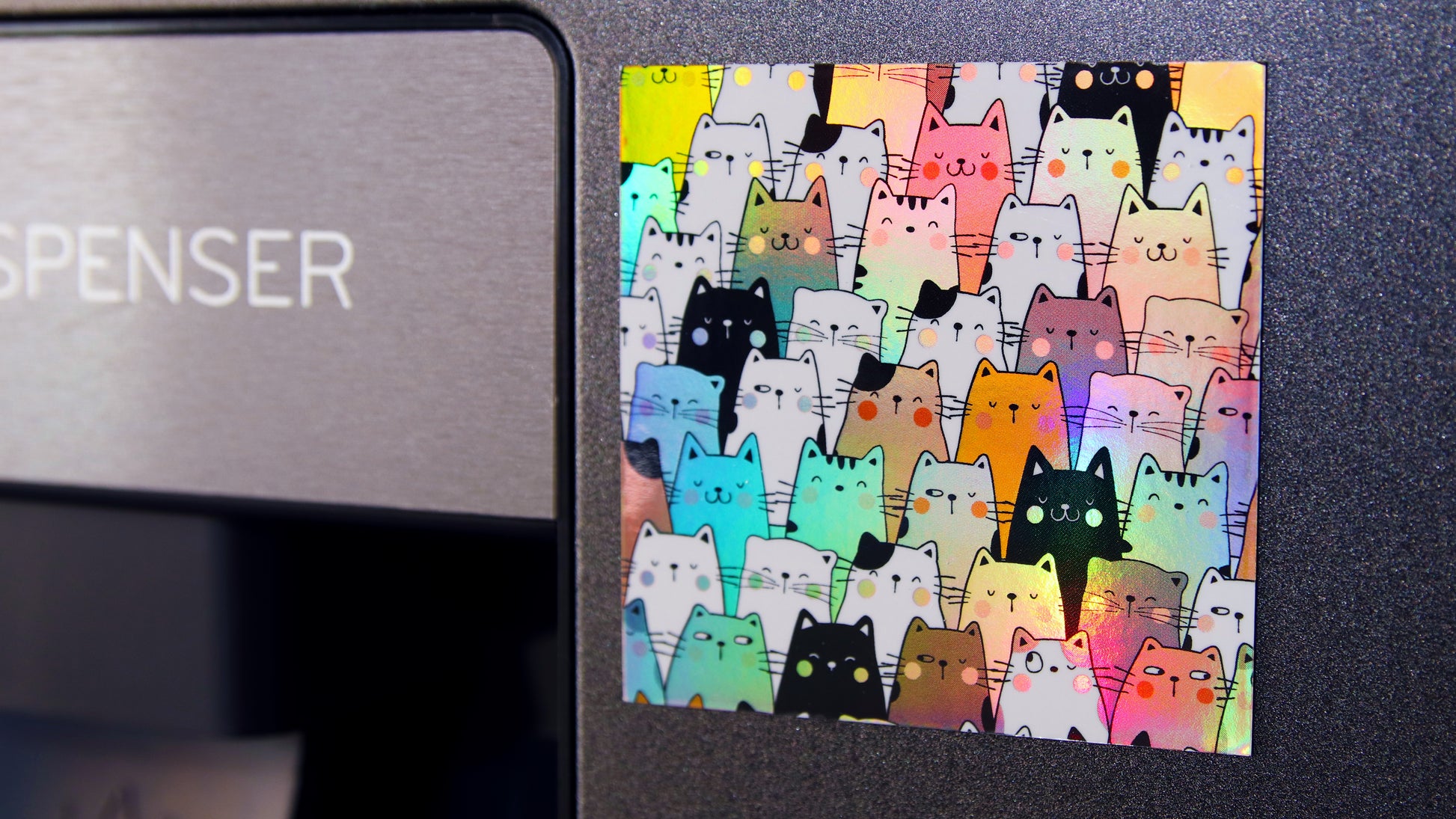 Square holographic custom printed magnet with lots of cats