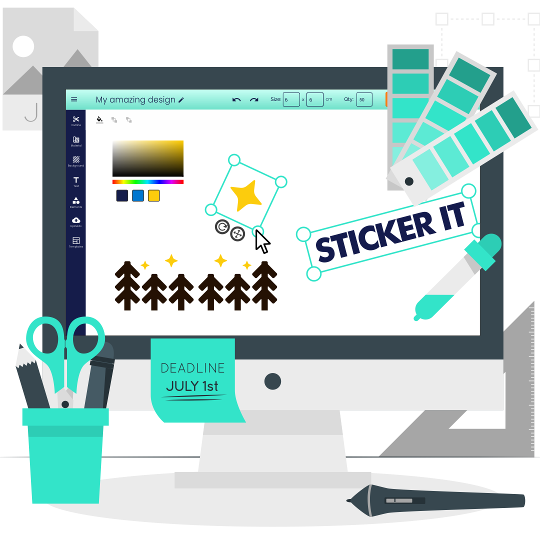 An icon showing how to create a design in Graphic by Sticker it