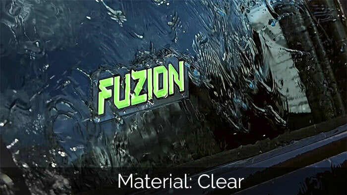 Die cut truck decal printed on clear vinyl with fuzion logo applied to truck window