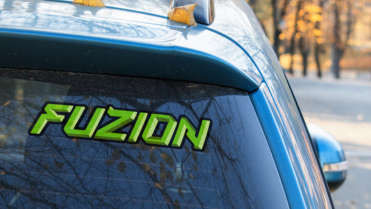 Fuzion logo car window sticker