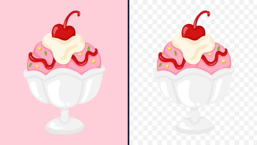 Ice cream image with a transparent background using background remover tool