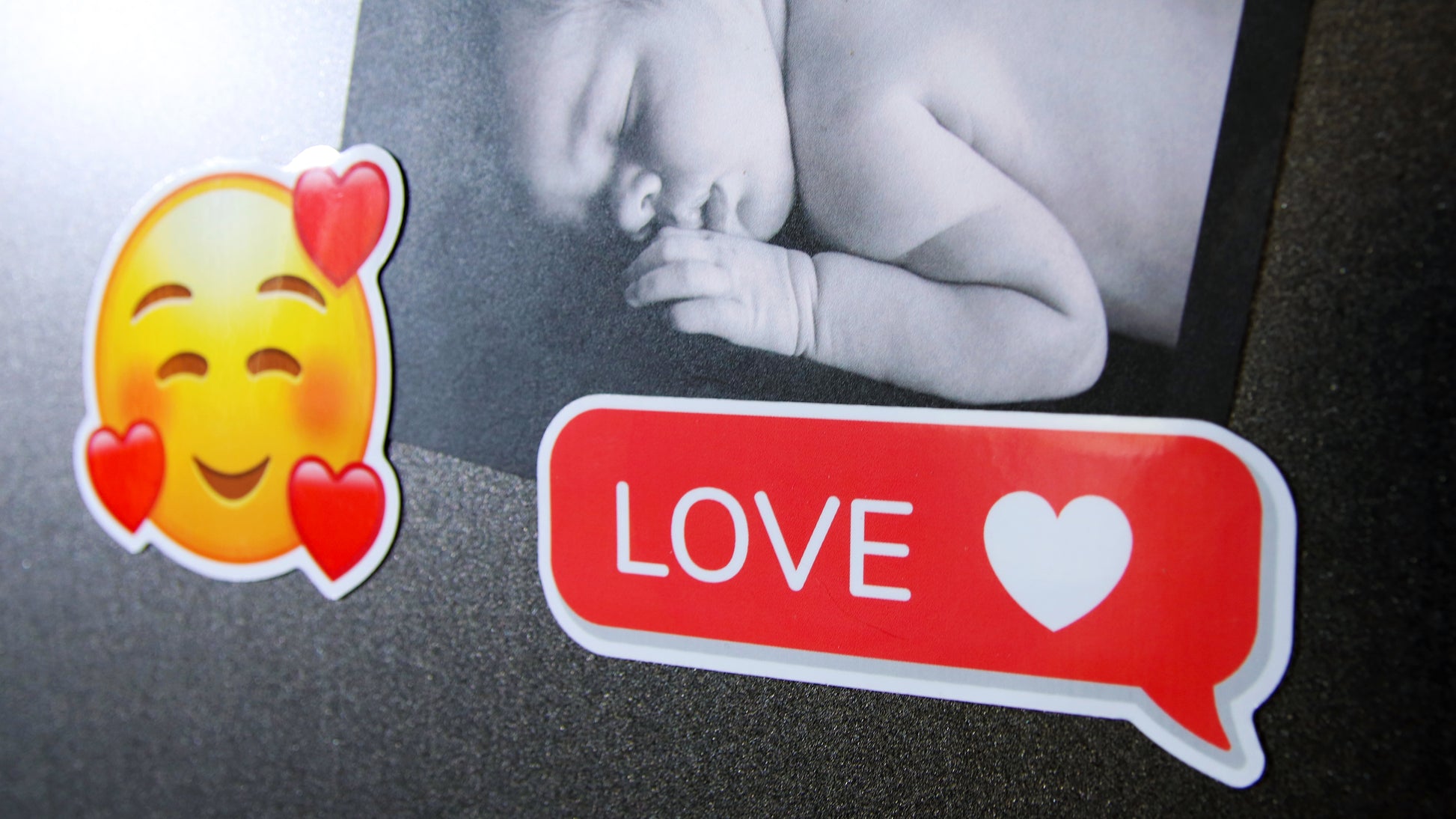 Cute love emoji magnet printed on white