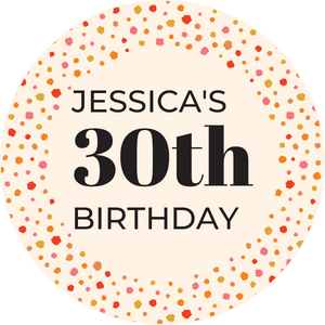 Jessica's 30th birthday circle sticker pre-made design