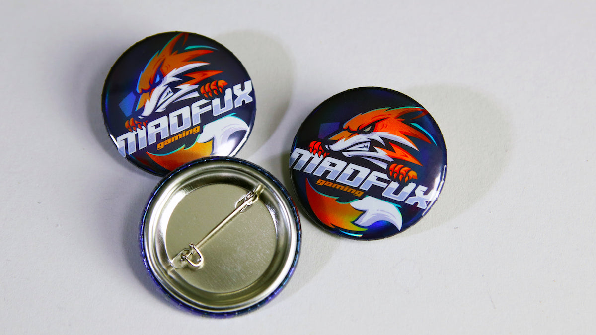 Madfox Gaming logo 1.5 inch (37mm) holographic button badges